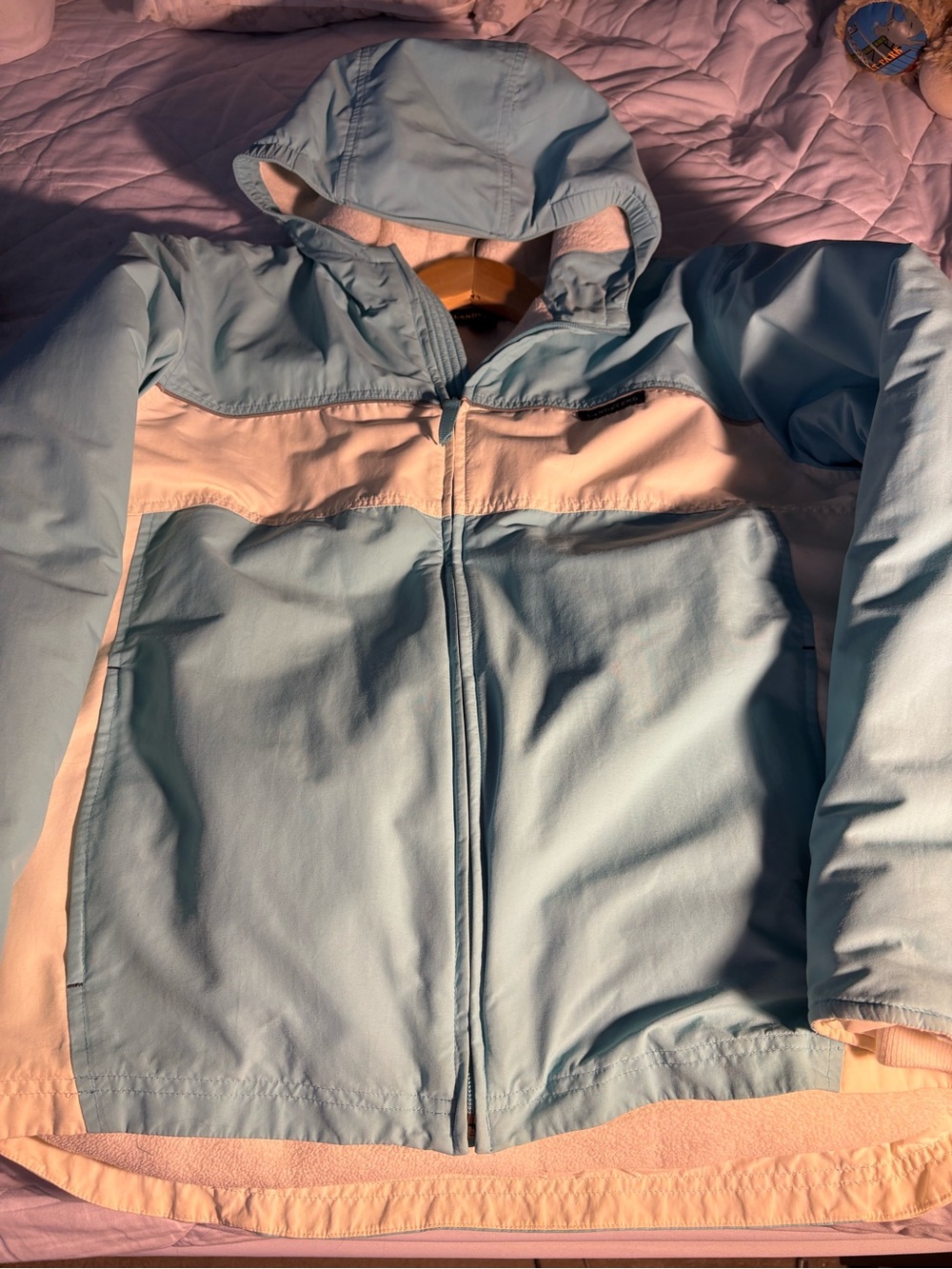 Lands' End Light Blue and White Hooded Squall Parka & Snow Pants